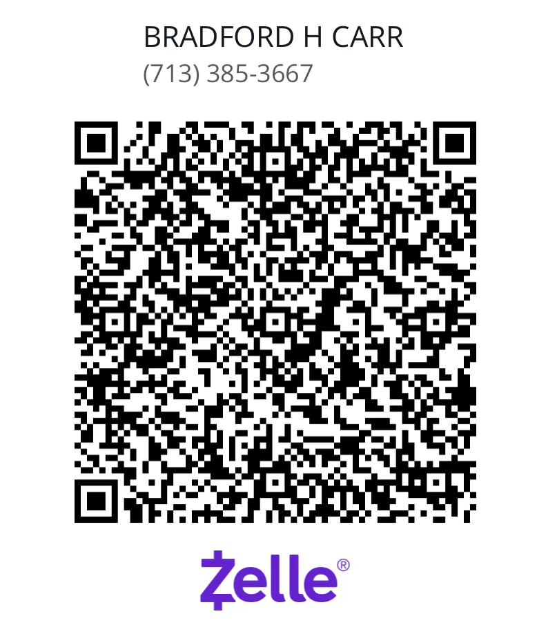 Zelle QR code for Bradford H Carr, 713-385-3667